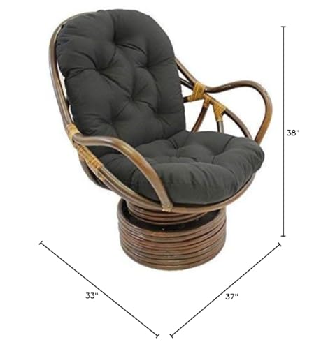 International Caravan Furniture Piece Swivel Rocker With Twill Cushion, Black